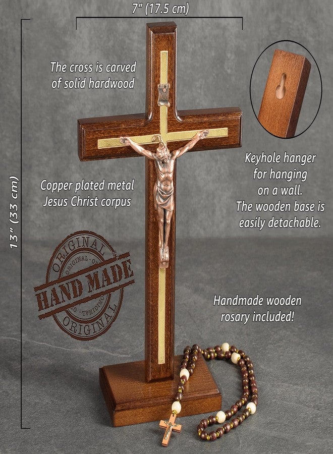 Asterom Handmade Crucifix - Table Wood Cross with Detachable Stand - Unique Standing Catholic Crucifix - Image 3